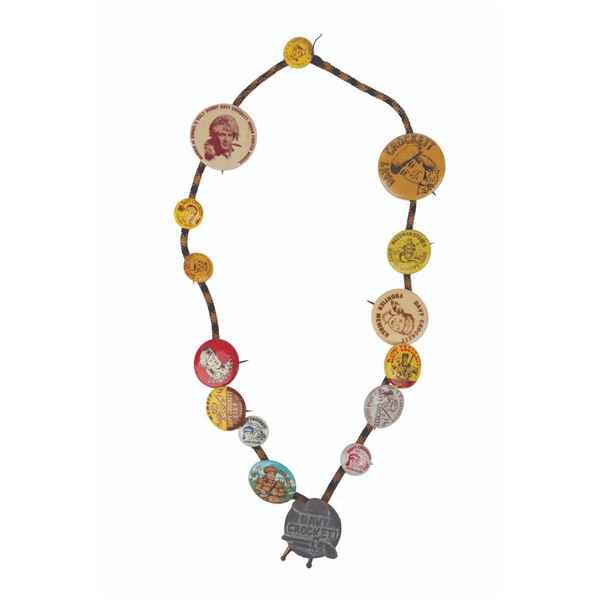 A Davy Crockett Bolo Tie with Pin Collection.