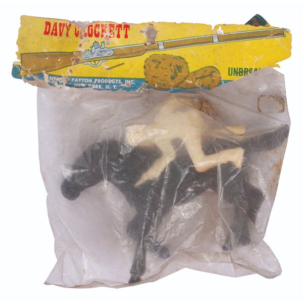 A Davy Crockett Unbreakable Plastic Rider and Horse.