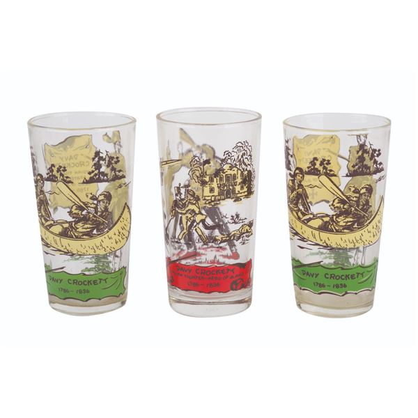 Three Davy Crockett Glasses.