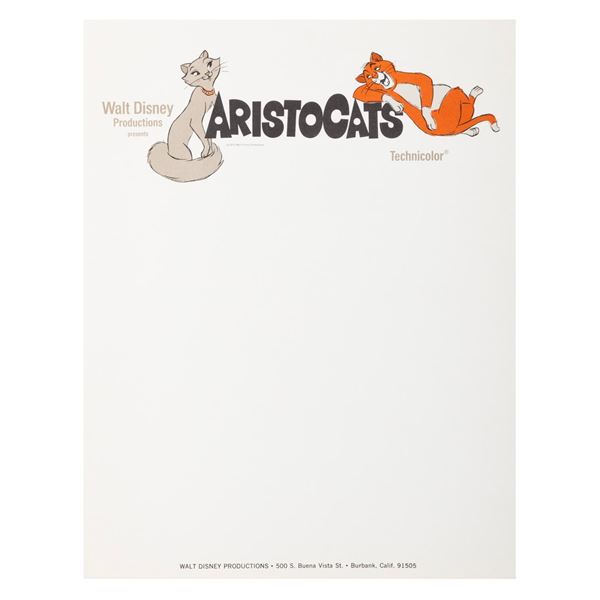 A Sheet of "The Aristocats" Stationery.
