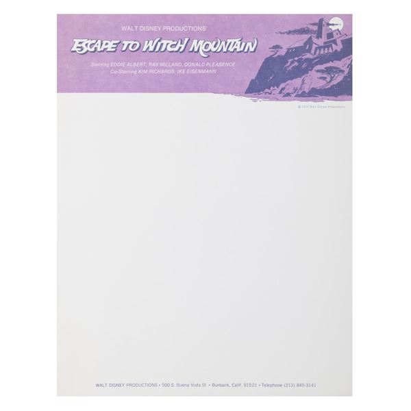 A Sheet of "Escape to Witch Mountain" Stationery.