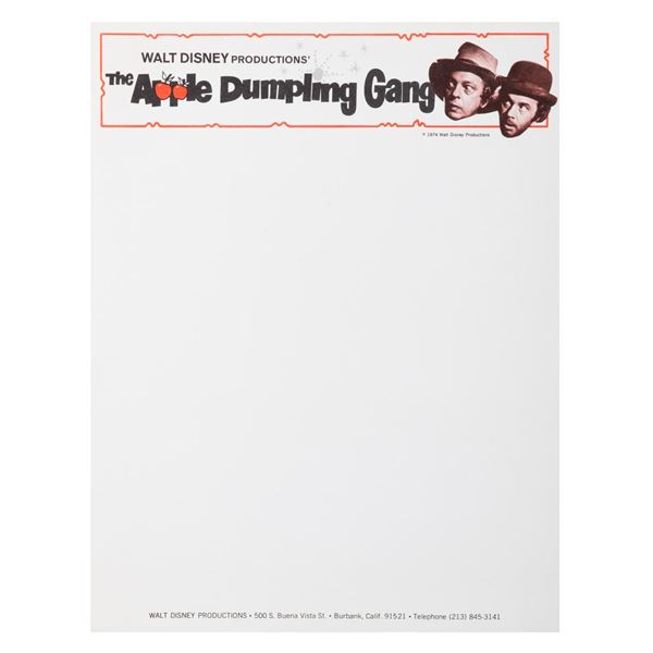 A Sheet of "The Apple Dumpling Gang" Stationery.