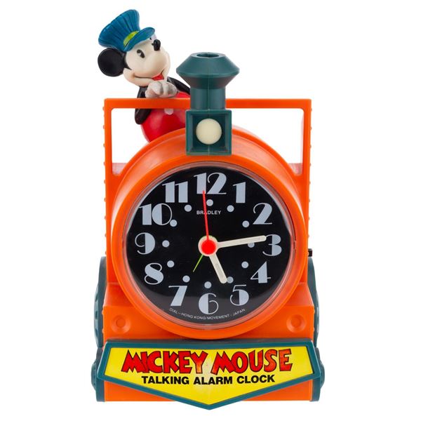A Mickey Mouse Train Alarm Clock.