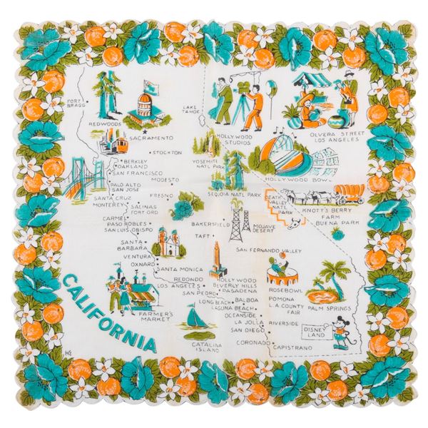 An Early California Handkerchief Featuring Disneyland.