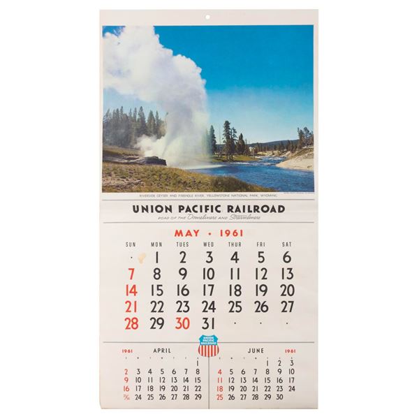A Union Pacific Railroad Calendar with Disneyland.