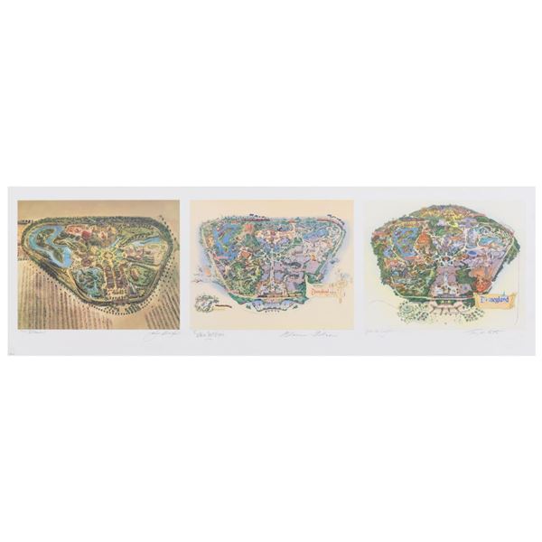 A Multi-Signed Disneyland Map Triptych.