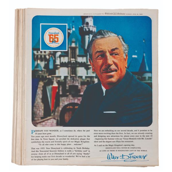 A Disneyland Tencennial Newspaper Supplement Collection.