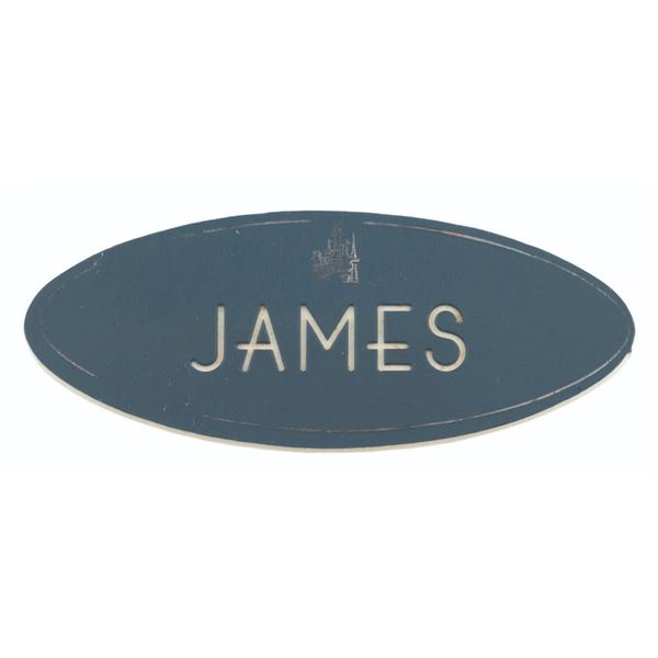 A 1960s "James" Disneyland Cast Member Name Badge.
