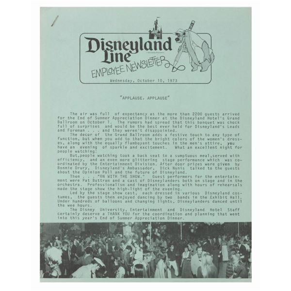 A 1973 Disneyland Line Newsletter.