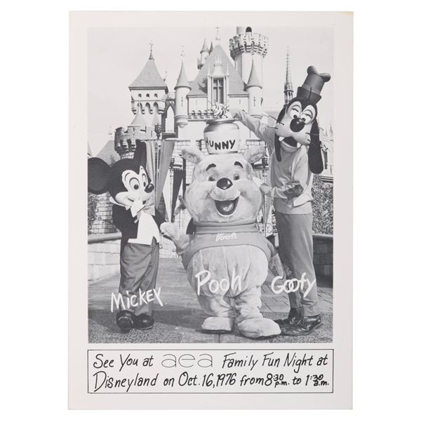 A 1976 Disneyland AEA Family Fun Night Card.