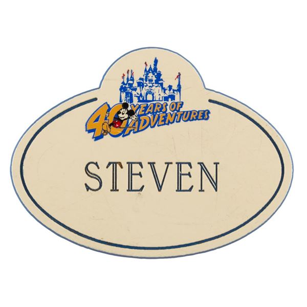 A 40 Years of Adventure "Steven" Name Badge.