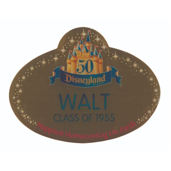 A Disneyland 50th Anniversary Walt Name Tag Pin