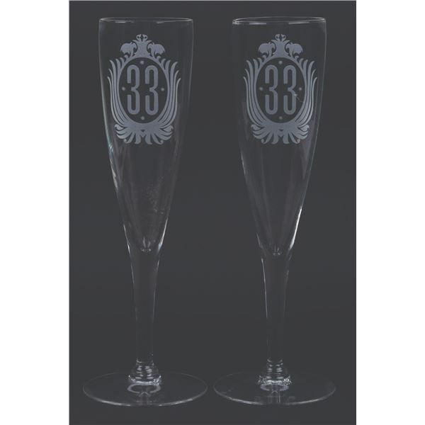 A Pair of Club 33 Champagne Flutes.