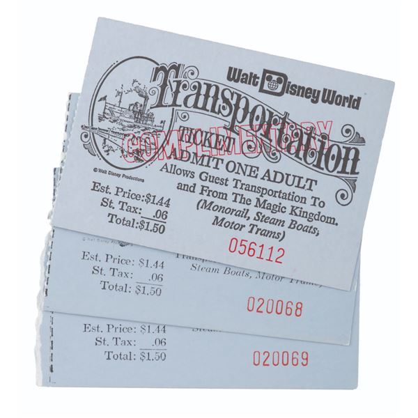 A Set of 1970s Walt Disney World Transportation Tickets.