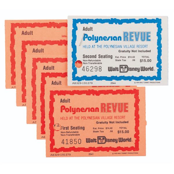 A Set of 1979 Walt Disney World Polynesian Revue Tickets.