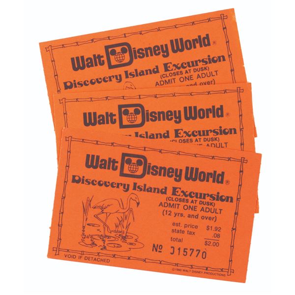 A Set of Walt Disney World Discovery Island Excursion Tickets.