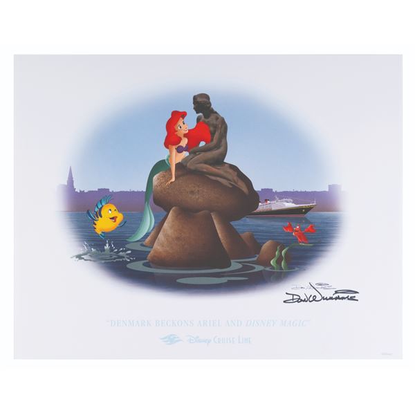A Disney Cruise Lines "Denmark Beckons Ariel and Disney Magic" Litho by Don Williams.