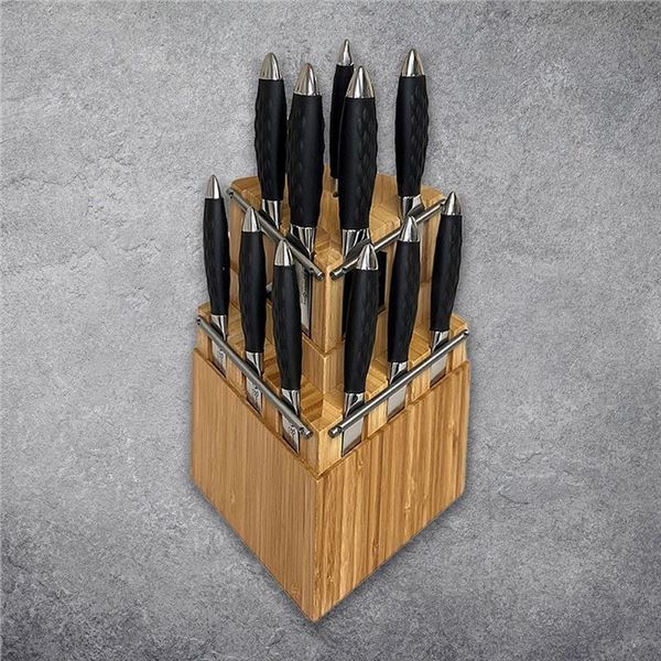 Flint & Flame - 13-piece PRO Series Sportsman Knife Set with Rubber Wood Block
