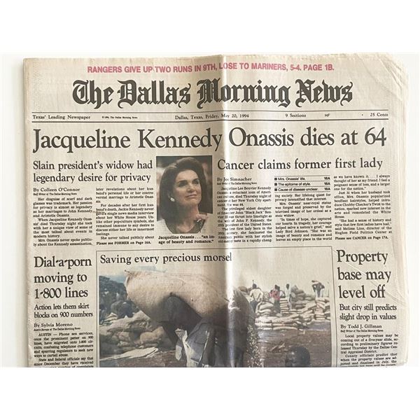 The Dallas Morning News Death of Jacqueline Onassis Kennedy Original Vintage Newspaper