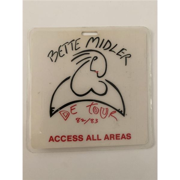 Bette Midler '82-'83 All Access Backstage Tour Pass