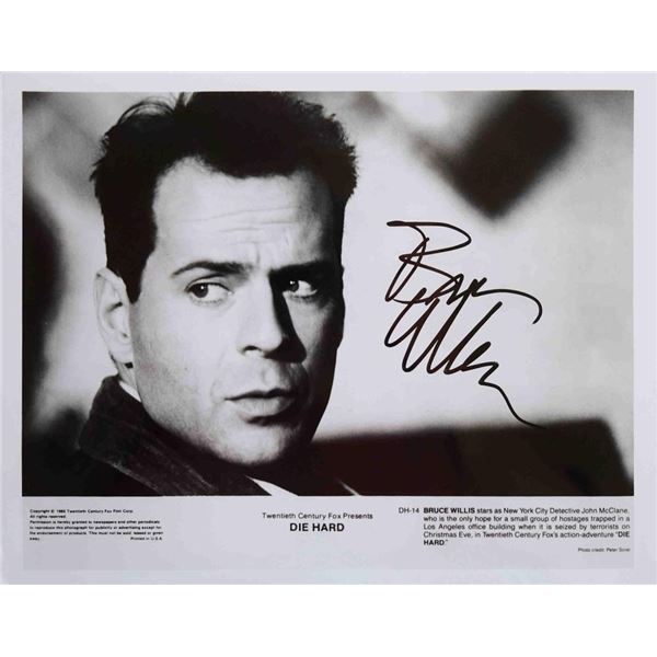 Die Hard Bruce Willis signed promotional photo