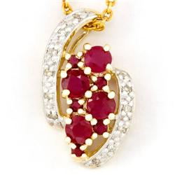 0.88Ct Natural Ruby & 12 Diamond 9K Gold Pendant (JEW-9161X)