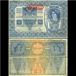 1919 Austria 100 Krone German Occupation Note Circulated WW1 (CUR-06122)