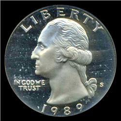 1989S Washington 25c Proof Quarter Coin Graded ICG PR70 DCAM (COI-5397)