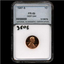 1987S US Lincoln Cent Proof Coin PR69 DCAM (COI-3606)
