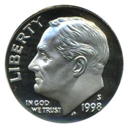 1998S Roosevelt Dime Graded PCGS PR69 DCAM (COI-4946)