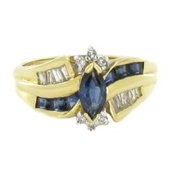 1.2ct Ceylon Blue Sapphire & Diamond 10k Gold Ladies Ring (JEW-1508)