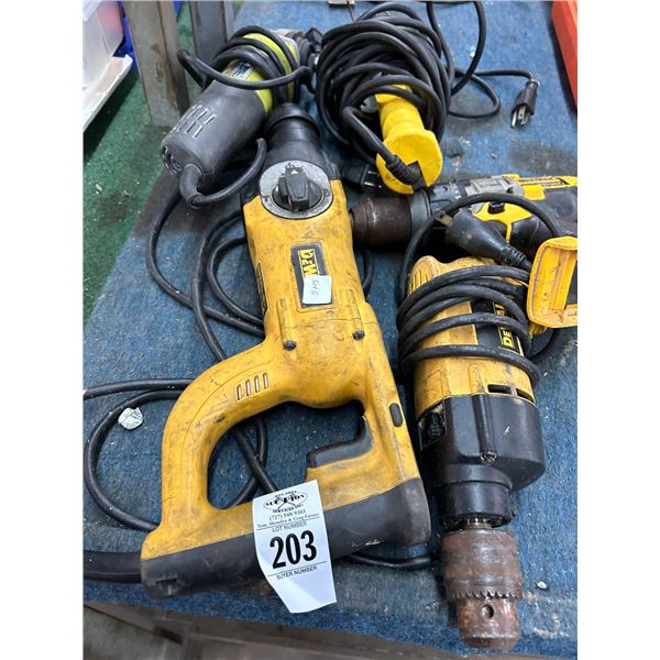 Dewalt Electric Hammer Drill, Drill, Drop Light, Ryobi Grinder, Dewalt