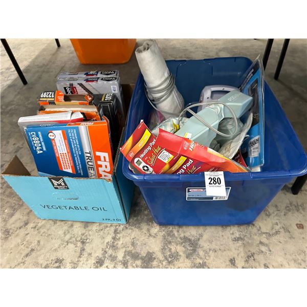 Air Filters, Pod Pillow, Heating Pad - 2 Bins