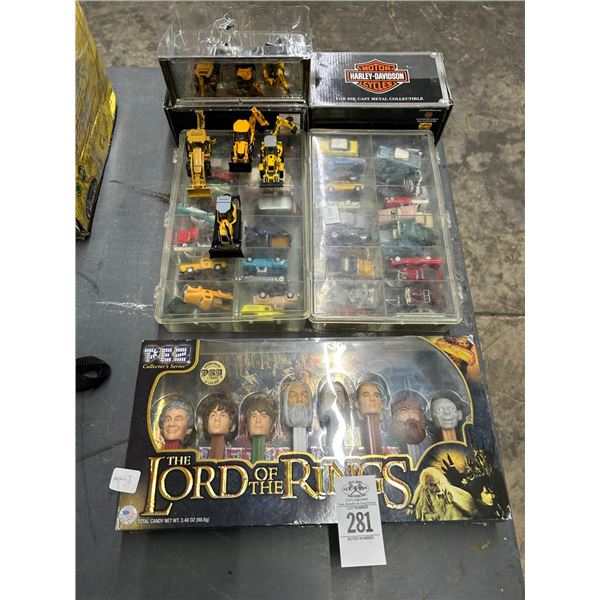 Die Cast Cars, Motorcycles, Lord of Rings Pex Dispensers