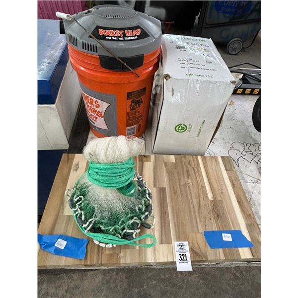 Cast Net, Cutboard, Bucket Head Vac, Cat 5 Cable
