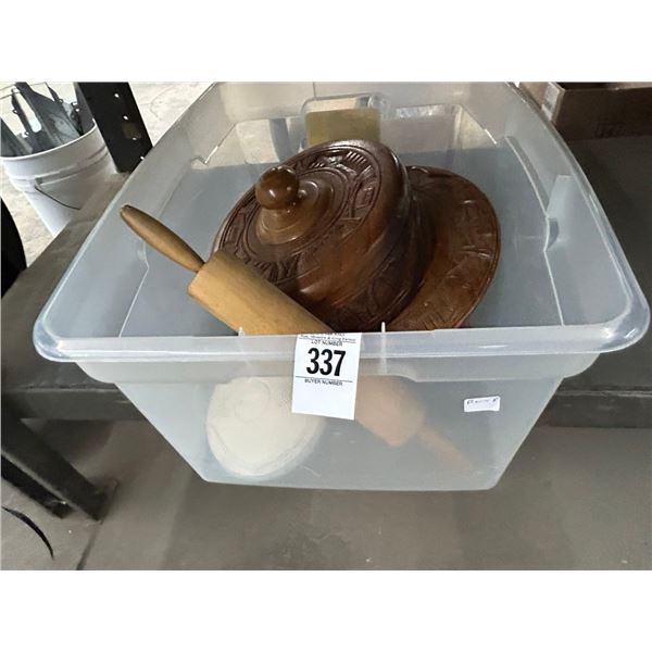 Ornate Carved Cake Dish, Rolling Pin