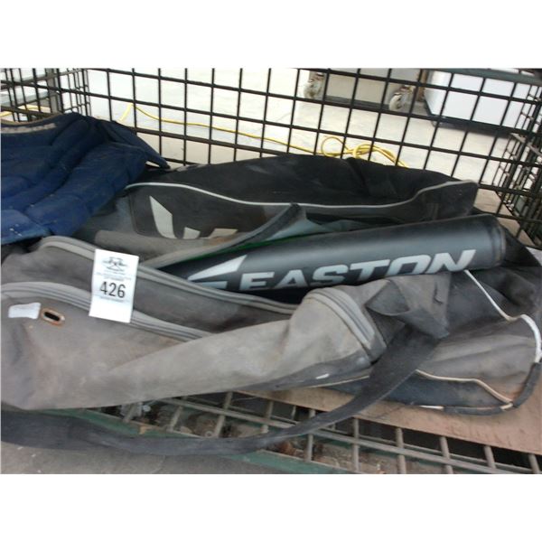 Baseball Carry Bag w/Bat, Catchers Vest, Supplies