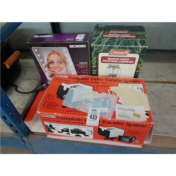 Video Transfer System, Propane Lantern, Makeup Mirror