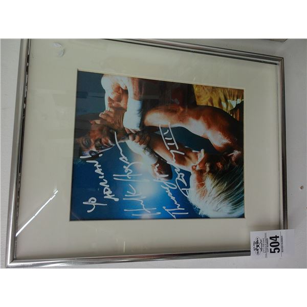 Hulk Hogan Autographed Rocky 3 Holding Up Rocky Yo Adrian