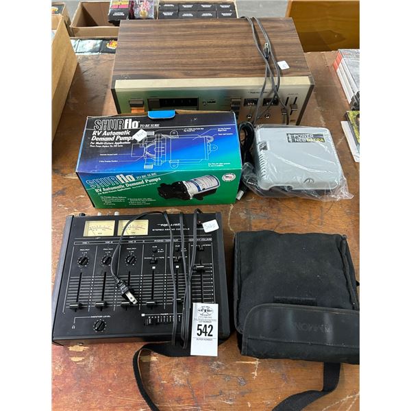 Realistic Mixing Console, Binoculars, Pump, Nebulizer, Vintage Stereo