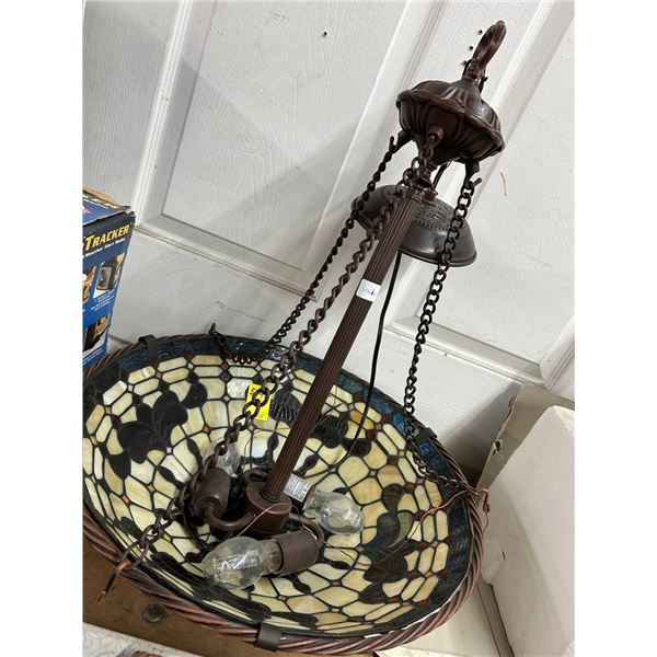 Ornate Leaded Glass Hanging Lamp