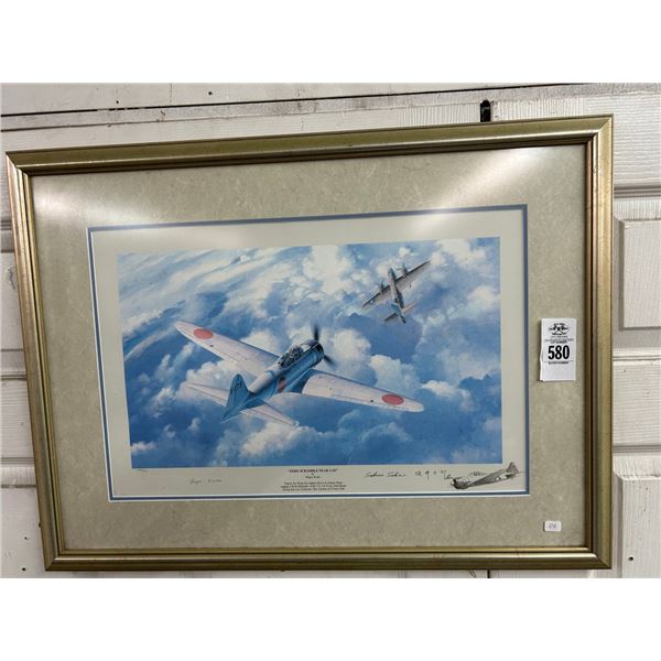 Framed Aviation Wall Art Zero Scramble Near Lae by Koeke - 20"  X  24"