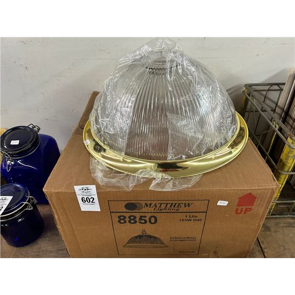 Brass Trim Glass Flush Mount Light Fixture