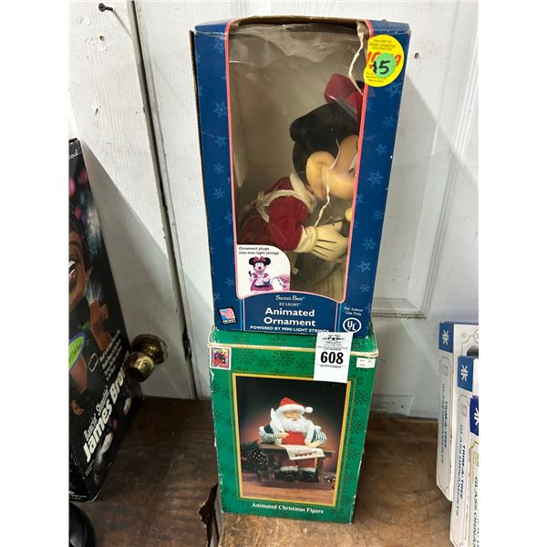 Animated Christmas Mickey Mouse/Santa Figurines - 2