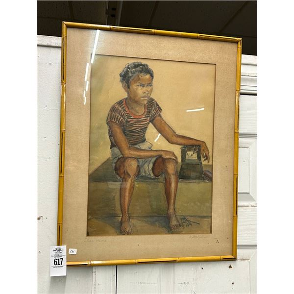 Vintage Wall Shoe Shine Artist Signed - 20"  X  24"