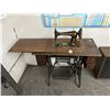 Image 1 : Singer Antique Sewing w/Tiger Oak Cast Base Worktable