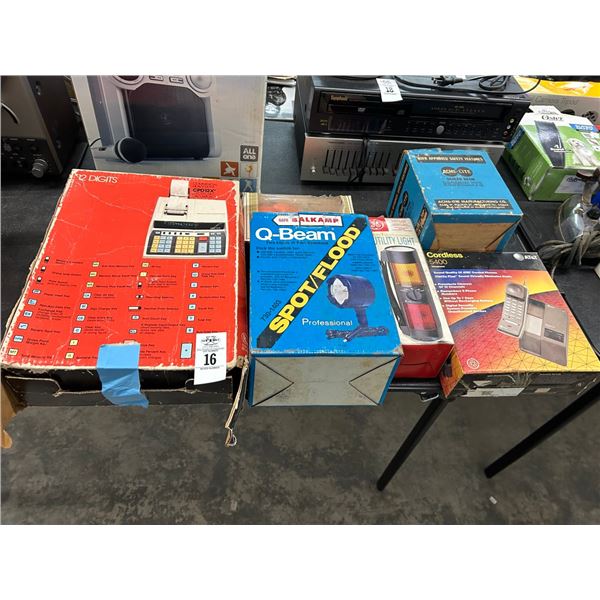 Adding Machine, DC Flood Light, Utility Light, Mini Sewing Machine, Cordless Phone