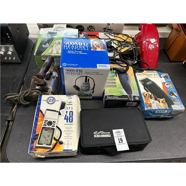 Garmin Personal Navigator, Harmonica Set, Pet Clippers, Irons, Vac