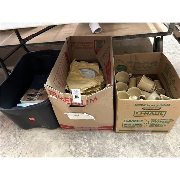 Bins 3 w/Books, Dishes, Tableware