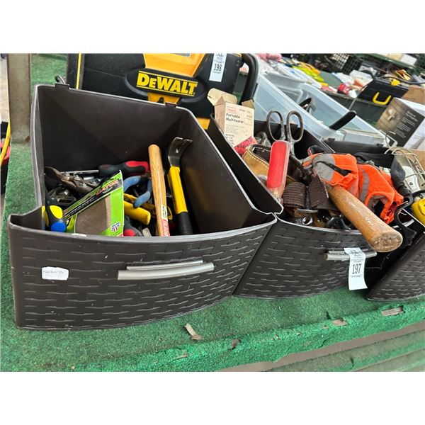 Bins  4  w/Asst. Hand Tools/Power Tools/Drop Light